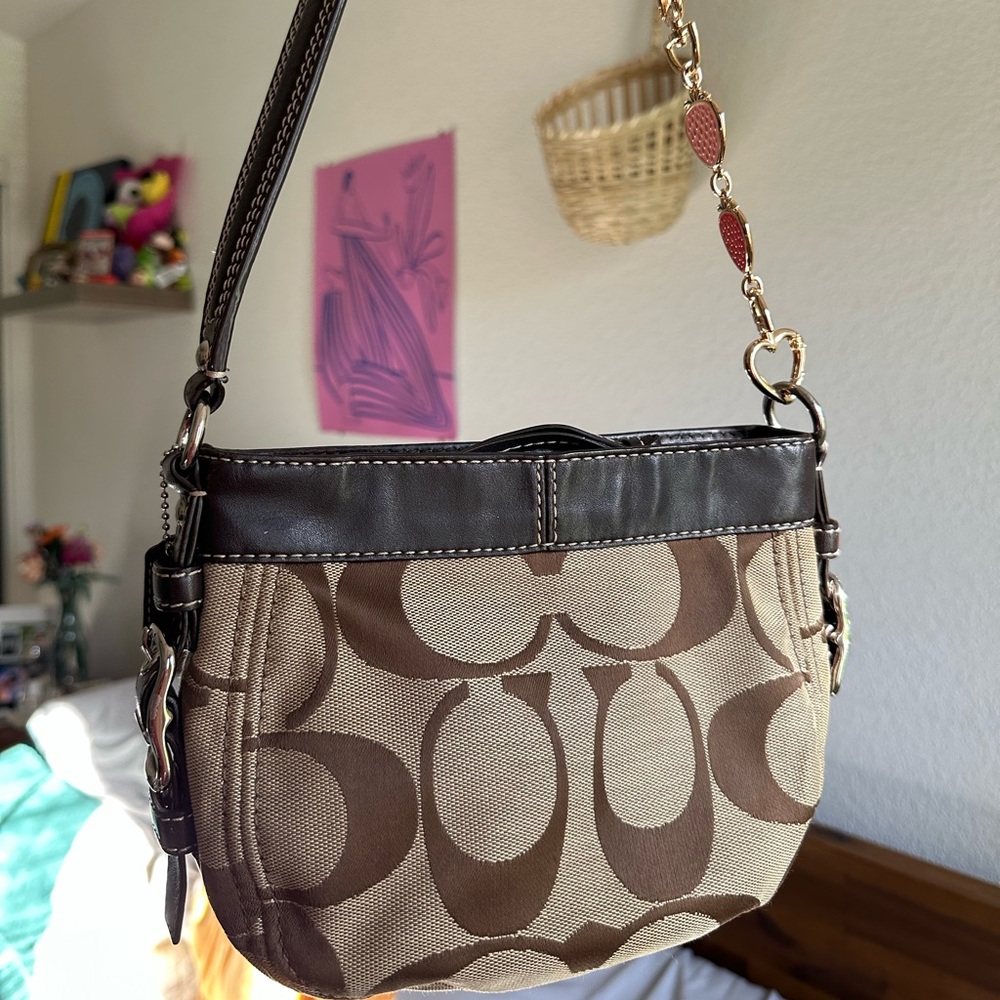 Mini Brown Coach Zoe Signature Canvas Leather 🤎